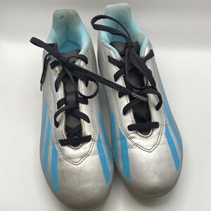 adidas Kids' Silver and Blue Messi Cleats 724